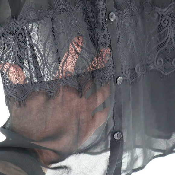 Vanity Sheer Lace Top Womens M Black Witchy Boho Gypsy Goth Whimsigoth Grunge - Picture 5 of 7